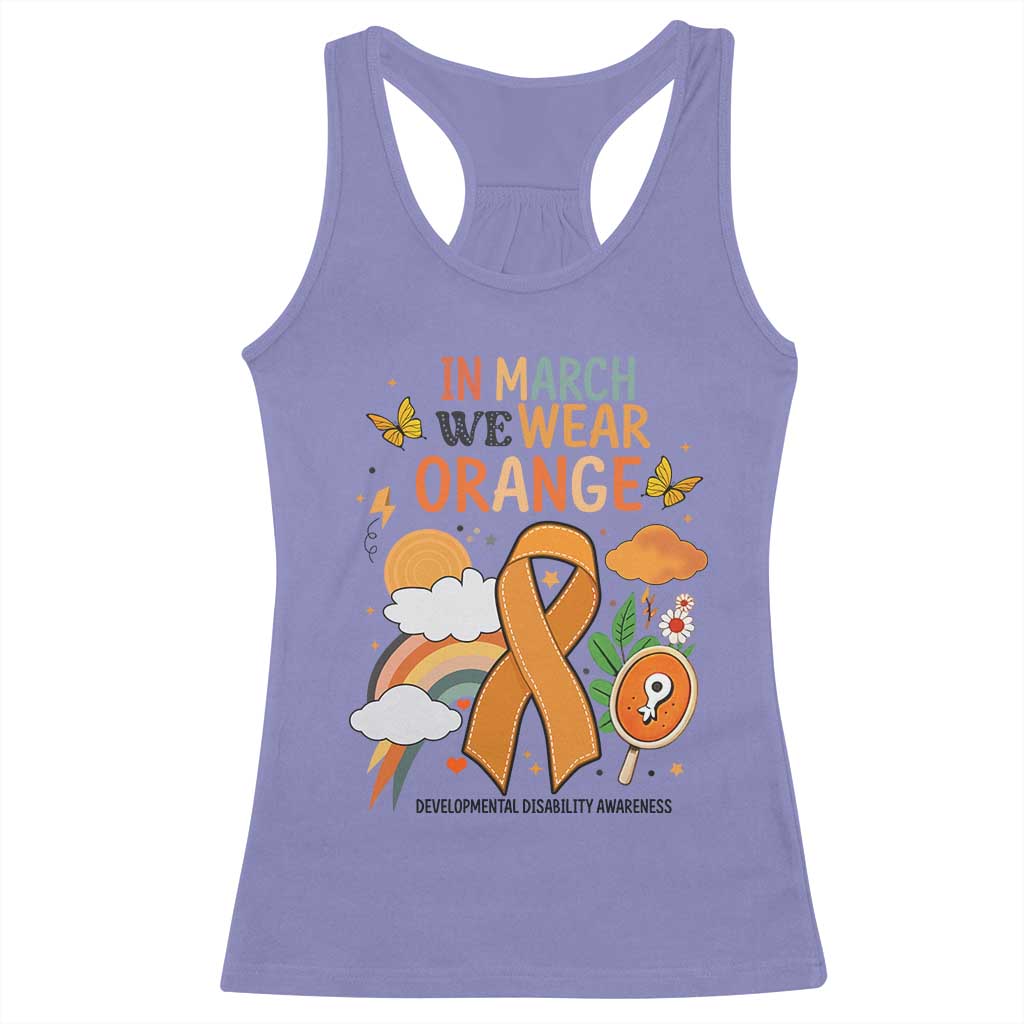 Developmental Disability Awareness Racerback Tank Top In March We Wear Orange TS02 Violet Print Your Wear