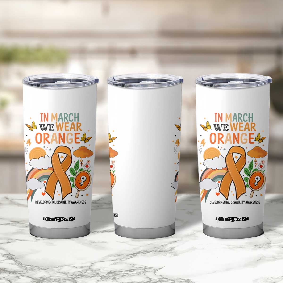 Developmental Disability Awareness Tumbler Cup In March We Wear Orange TS02 Print Your Wear