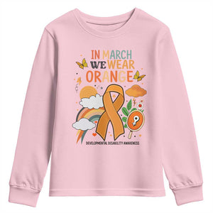 Developmental Disability Awareness Youth Sweatshirt In March We Wear Orange TS02 Light Pink Print Your Wear