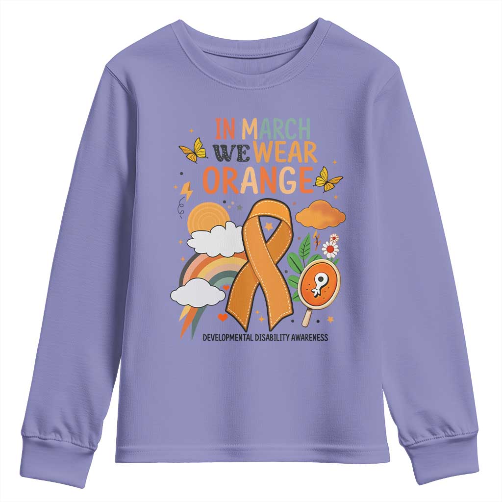 Developmental Disability Awareness Youth Sweatshirt In March We Wear Orange TS02 Violet Print Your Wear