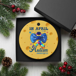 Autism Awareness Ceramic Ornament In April We Wear Blue Puzzle Ribbon Coquette Bow TS02 1pc Yellow Cheese Print Your Wear