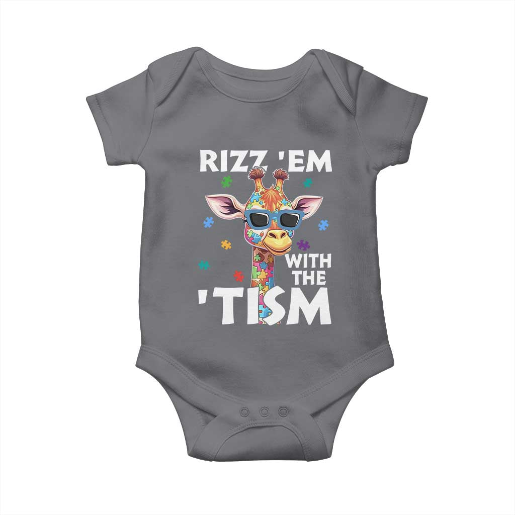 Funny Autism Giraffe Baby Onesie Rizz Em With The Tism TS02 Charcoal Print Your Wear