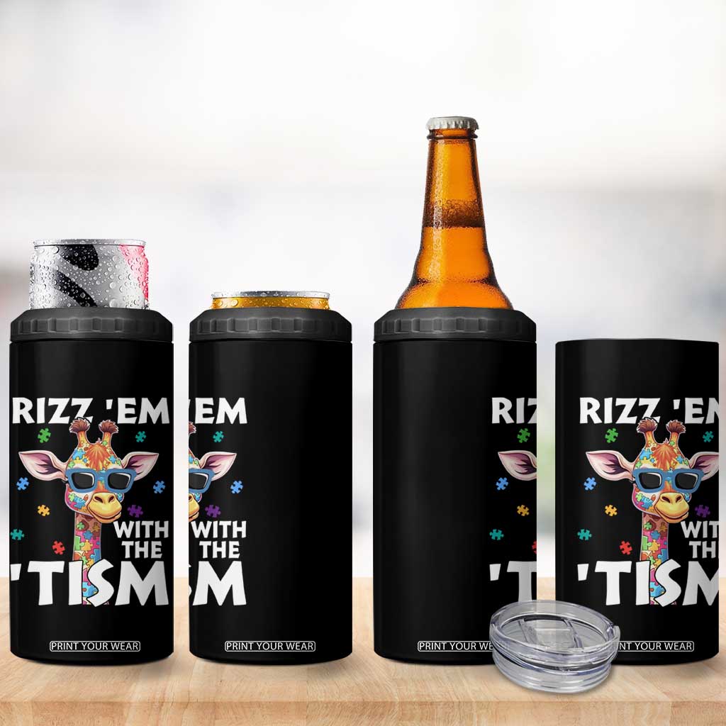 Funny Autism Giraffe 4 in 1 Can Cooler Tumbler Rizz Em With The Tism TS02 Print Your Wear