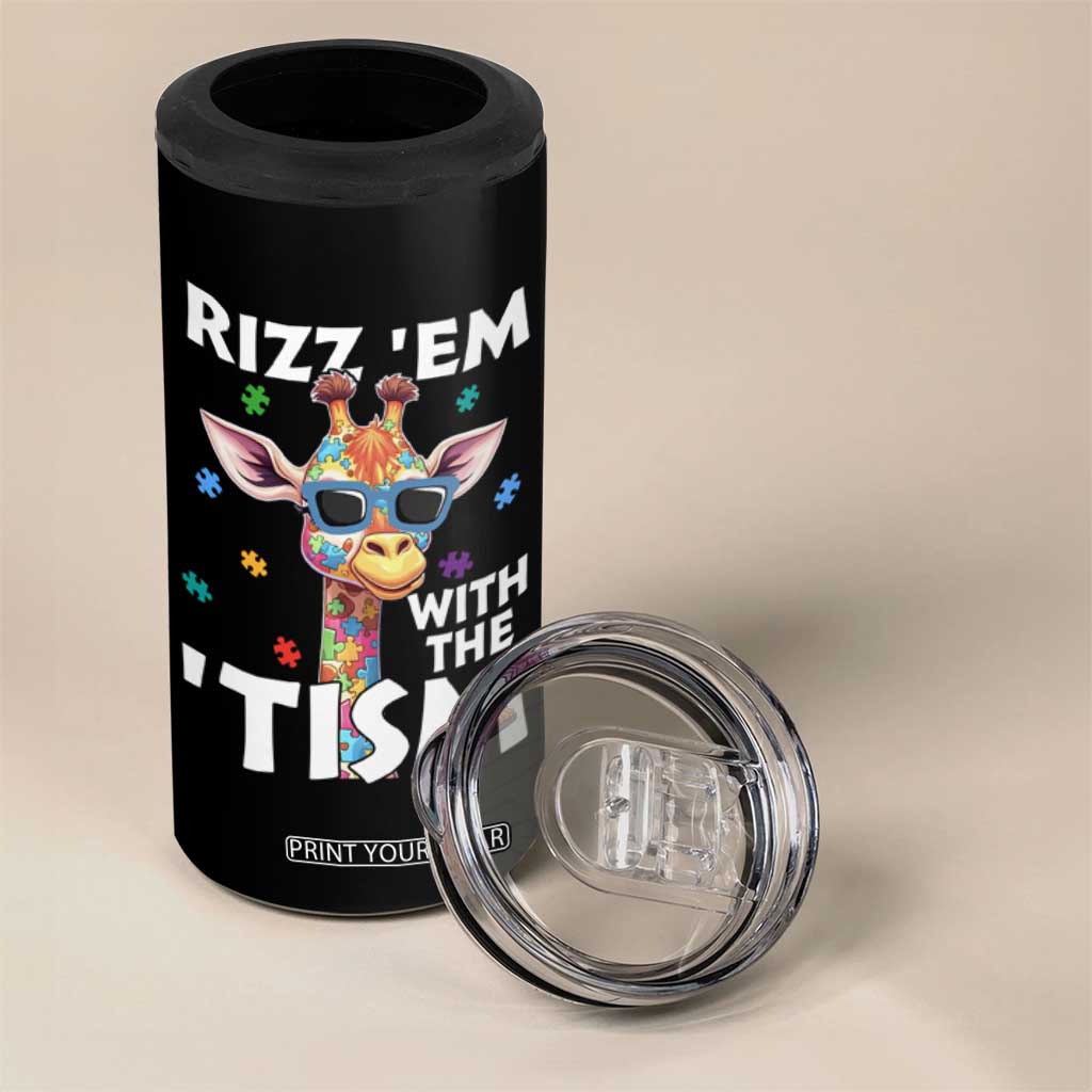 Funny Autism Giraffe 4 in 1 Can Cooler Tumbler Rizz Em With The Tism TS02 Print Your Wear