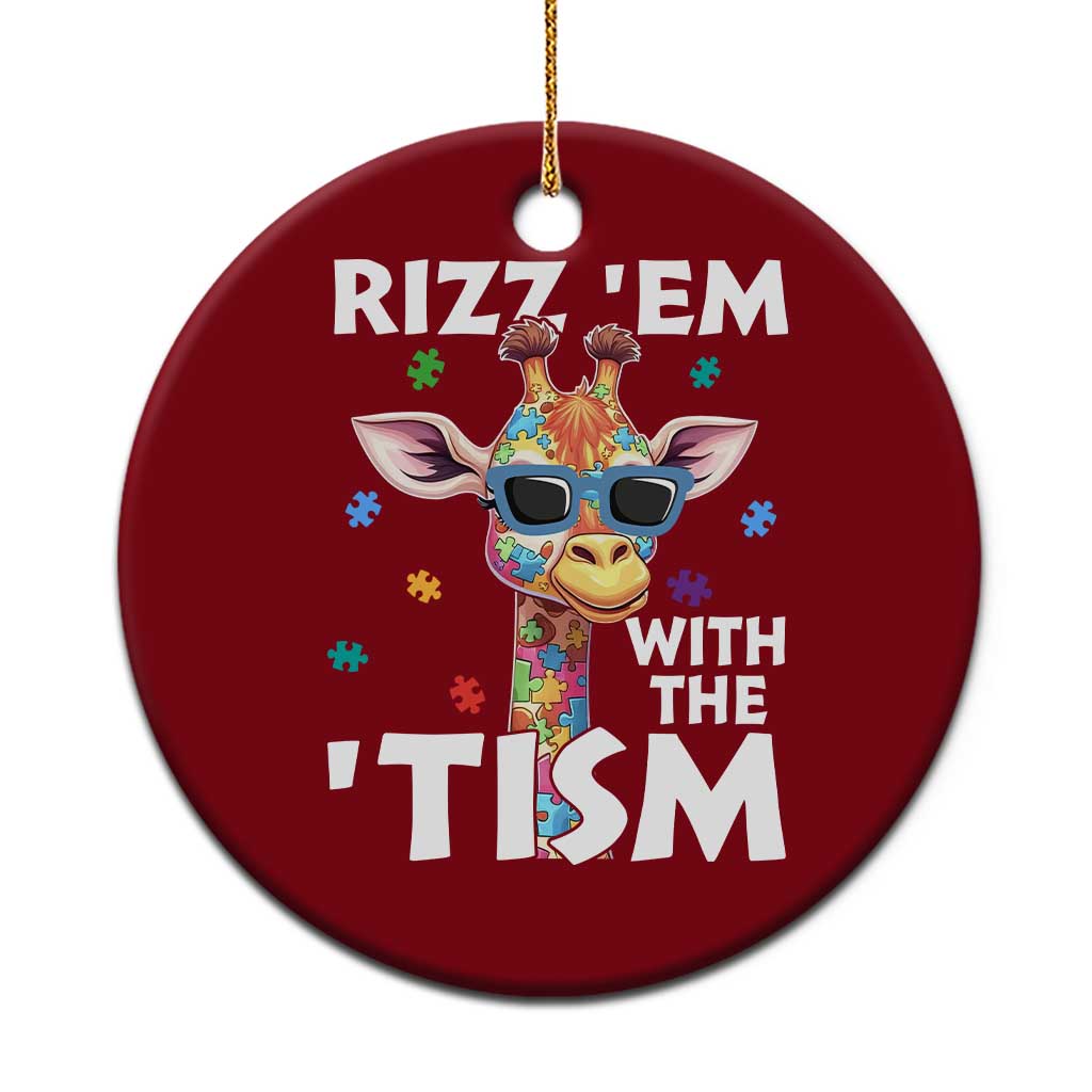 Funny Autism Giraffe Ceramic Ornament Rizz Em With The Tism TS02 1pc Red Print Your Wear