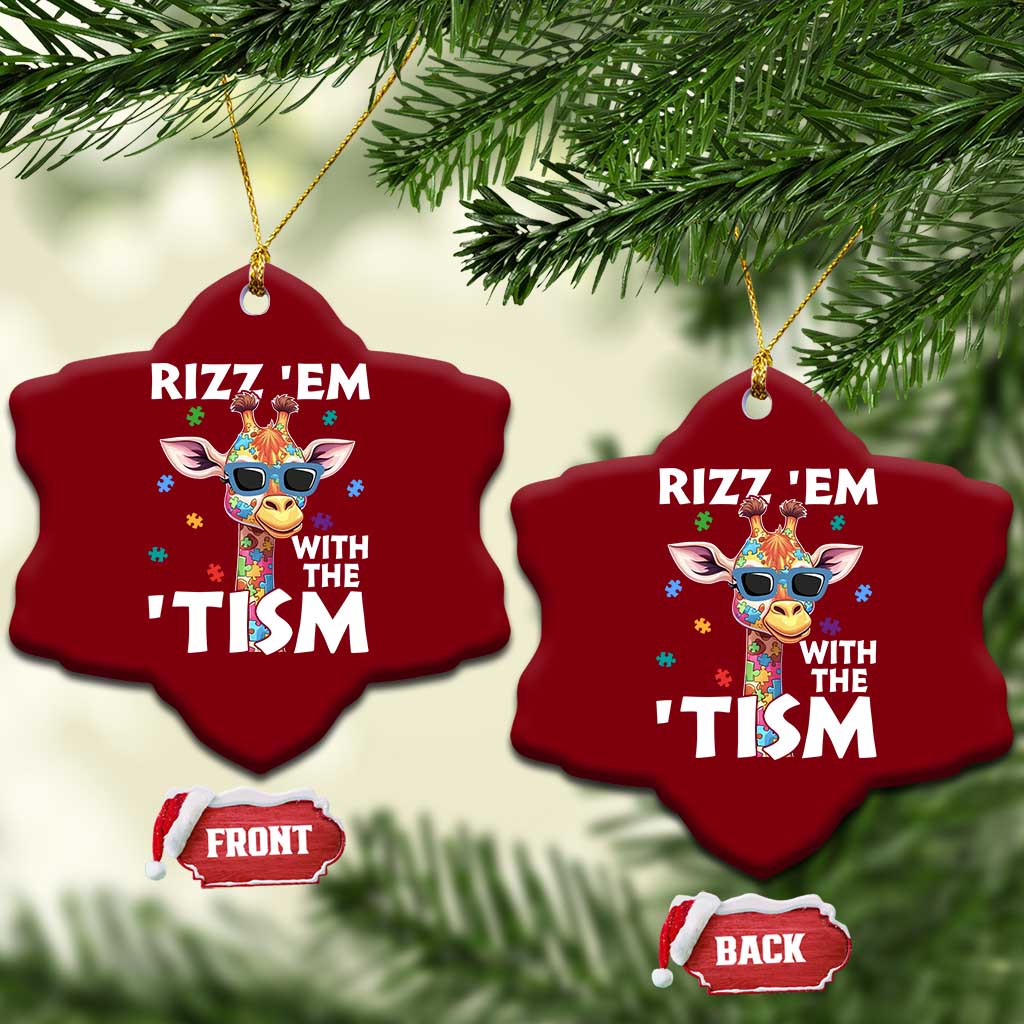 Funny Autism Giraffe Ceramic Ornament Rizz Em With The Tism TS02 Print Your Wear
