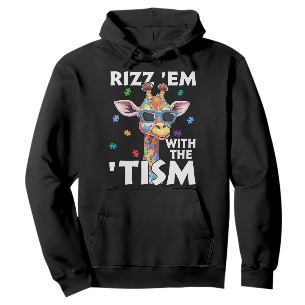 Funny Autism Giraffe Hoodie Rizz Em With The Tism TS02 Black Print Your Wear