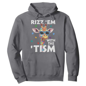 Funny Autism Giraffe Hoodie Rizz Em With The Tism TS02 Charcoal Print Your Wear
