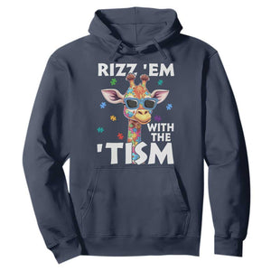 Funny Autism Giraffe Hoodie Rizz Em With The Tism TS02 Navy Print Your Wear