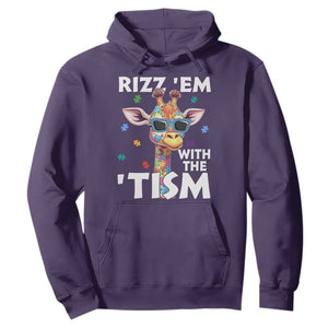 Funny Autism Giraffe Hoodie Rizz Em With The Tism TS02 Purple Print Your Wear