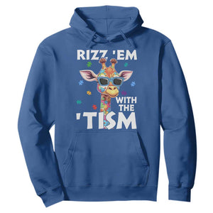 Funny Autism Giraffe Hoodie Rizz Em With The Tism TS02 Royal Blue Print Your Wear