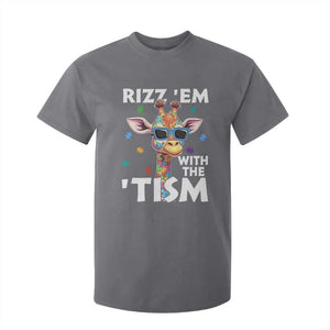 Funny Autism Giraffe T Shirt For Kid Rizz Em With The Tism TS02 Charcoal Print Your Wear
