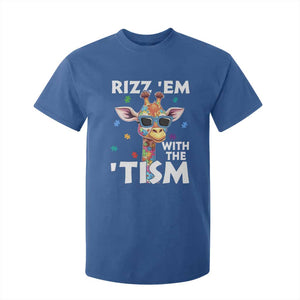 Funny Autism Giraffe T Shirt For Kid Rizz Em With The Tism TS02 Royal Blue Print Your Wear