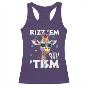 Funny Autism Giraffe Racerback Tank Top Rizz Em With The Tism TS02 Purple Print Your Wear