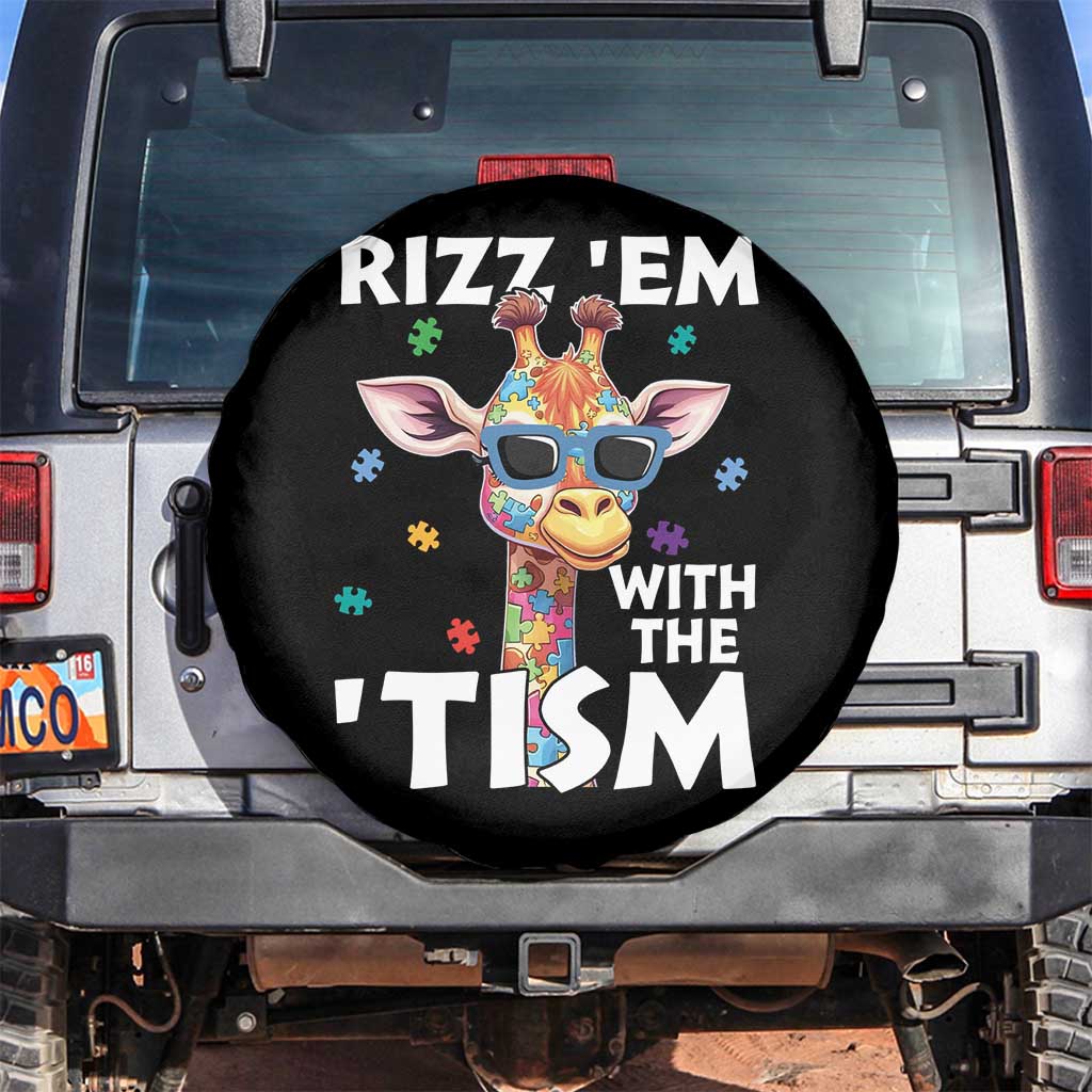 Funny Autism Giraffe Spare Tire Cover Rizz Em With The Tism TS02 No hole Black Print Your Wear