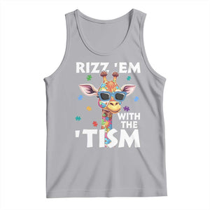 Funny Autism Giraffe Tank Top Rizz Em With The Tism TS02 Athletic Heather Print Your Wear