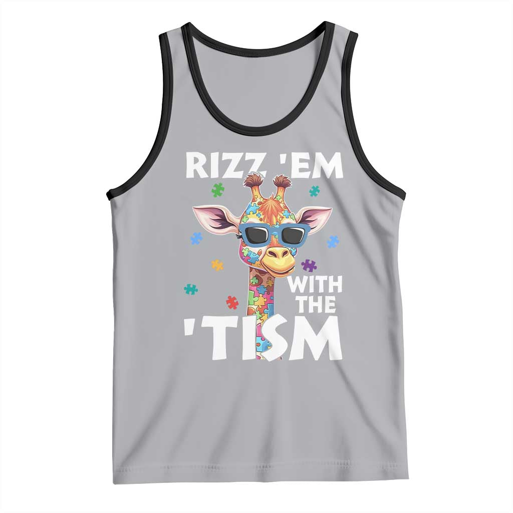 Funny Autism Giraffe Tank Top Rizz Em With The Tism TS02 Athletic Heather Black Print Your Wear