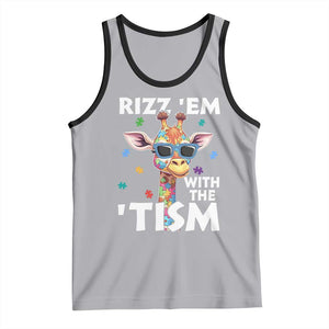 Funny Autism Giraffe Tank Top Rizz Em With The Tism TS02 Athletic Heather Black Print Your Wear
