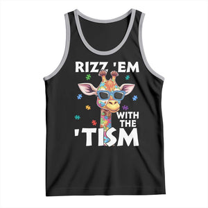 Funny Autism Giraffe Tank Top Rizz Em With The Tism TS02 Black Athletic Heather Print Your Wear