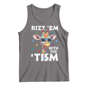 Funny Autism Giraffe Tank Top Rizz Em With The Tism TS02 Deep Heather Print Your Wear