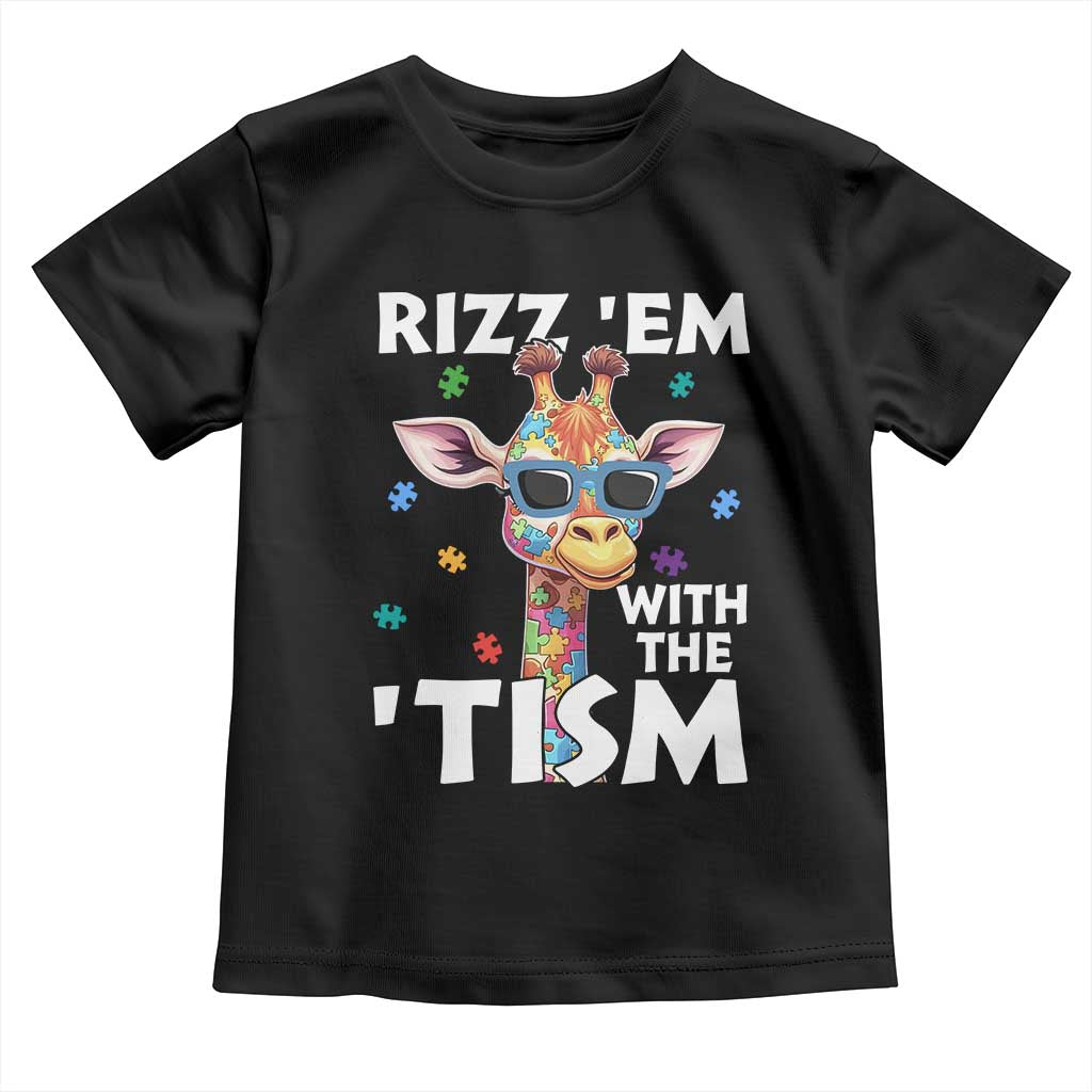 Funny Autism Giraffe Toddler T Shirt Rizz Em With The Tism TS02 Black Print Your Wear