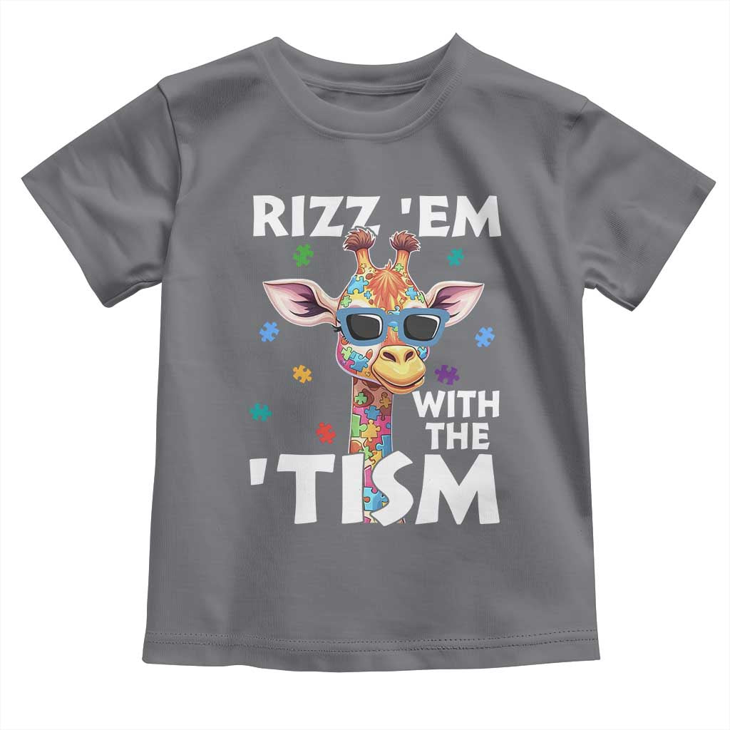 Funny Autism Giraffe Toddler T Shirt Rizz Em With The Tism TS02 Charcoal Print Your Wear
