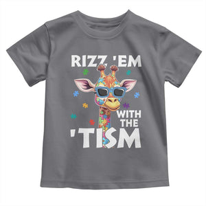 Funny Autism Giraffe Toddler T Shirt Rizz Em With The Tism TS02 Charcoal Print Your Wear