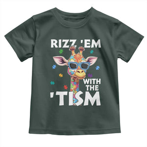 Funny Autism Giraffe Toddler T Shirt Rizz Em With The Tism TS02 Dark Forest Green Print Your Wear