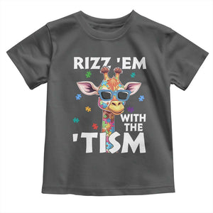 Funny Autism Giraffe Toddler T Shirt Rizz Em With The Tism TS02 Dark Heather Print Your Wear