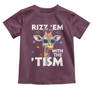 Funny Autism Giraffe Toddler T Shirt Rizz Em With The Tism TS02 Maroon Print Your Wear