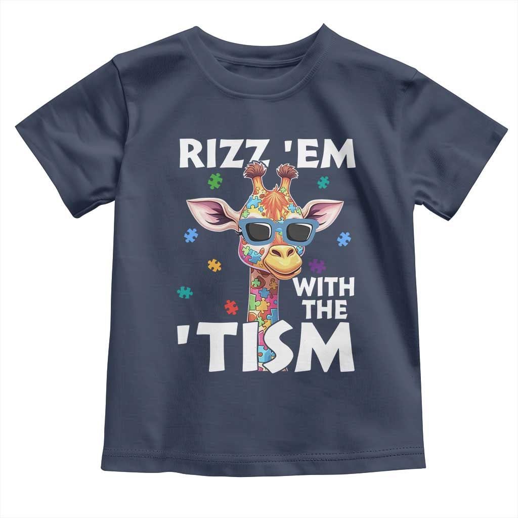 Funny Autism Giraffe Toddler T Shirt Rizz Em With The Tism TS02 Navy Print Your Wear