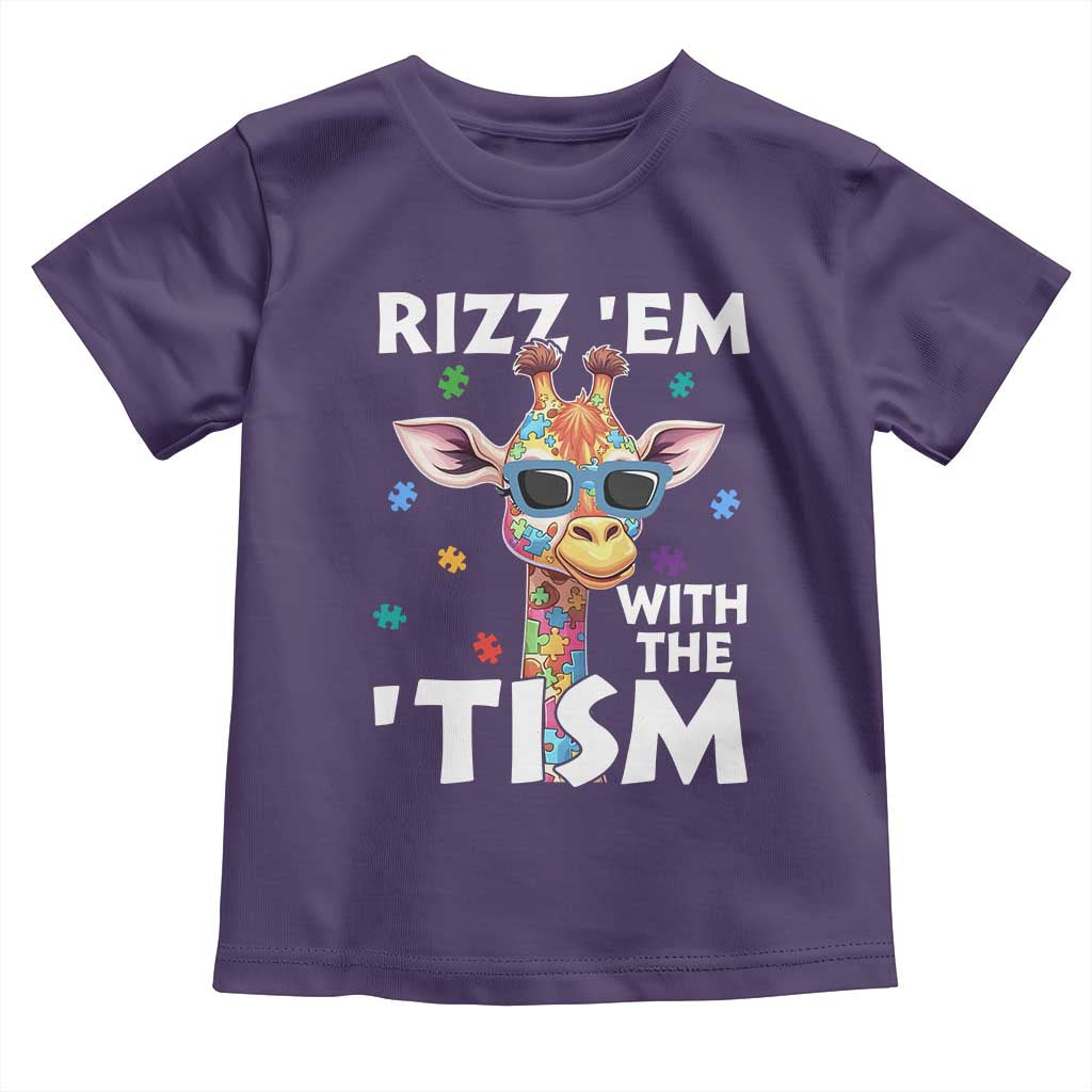 Funny Autism Giraffe Toddler T Shirt Rizz Em With The Tism TS02 Purple Print Your Wear