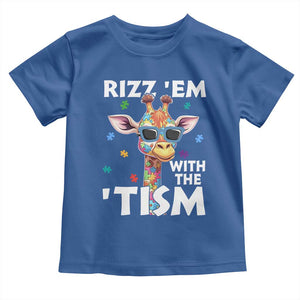 Funny Autism Giraffe Toddler T Shirt Rizz Em With The Tism TS02 Royal Blue Print Your Wear