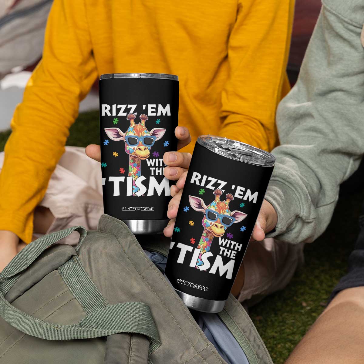 Funny Autism Giraffe Tumbler Cup Rizz Em With The Tism TS02 Print Your Wear