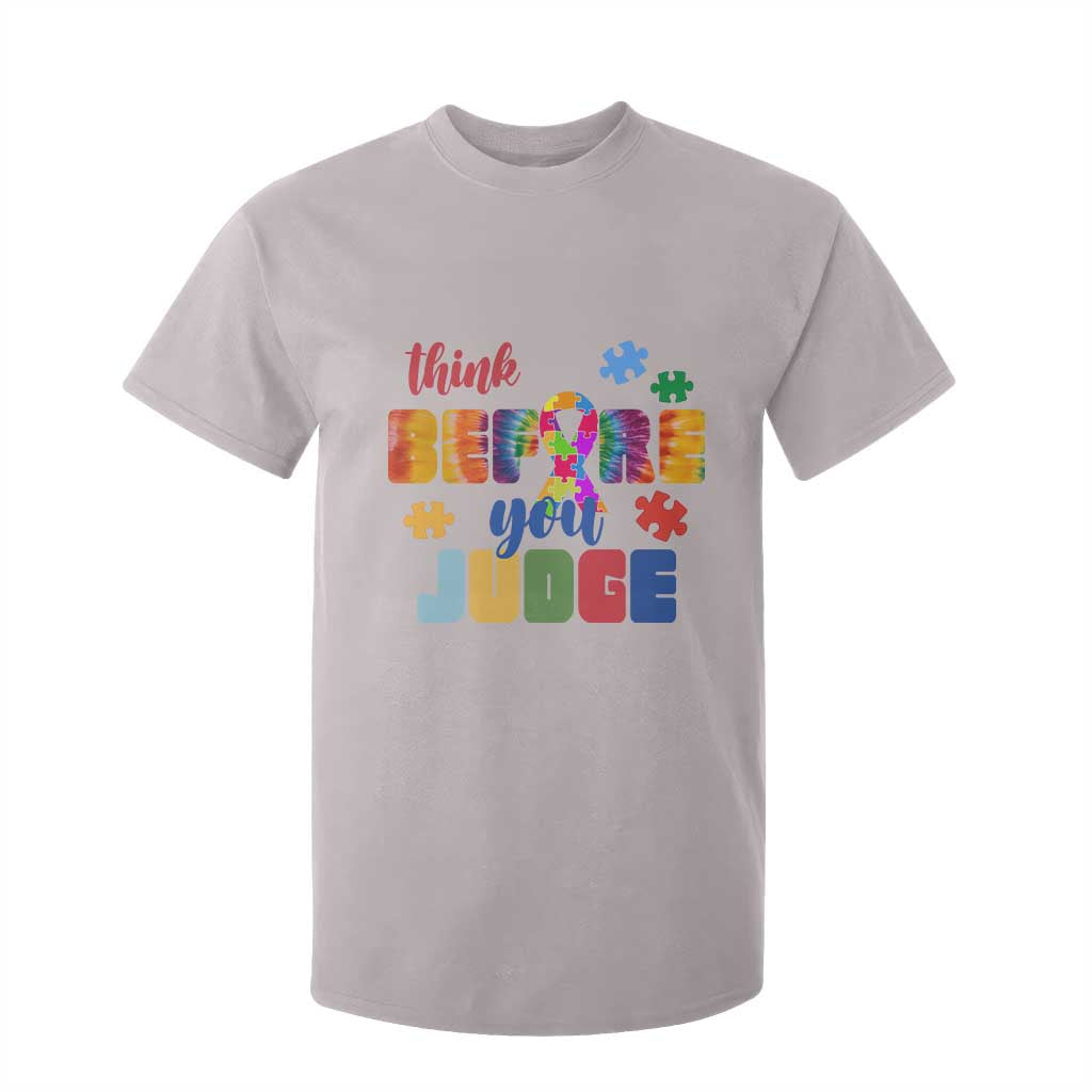 Autism Awareness T Shirt For Kid Think Before You Judge Autistic Support TS02 Ice Gray Print Your Wear