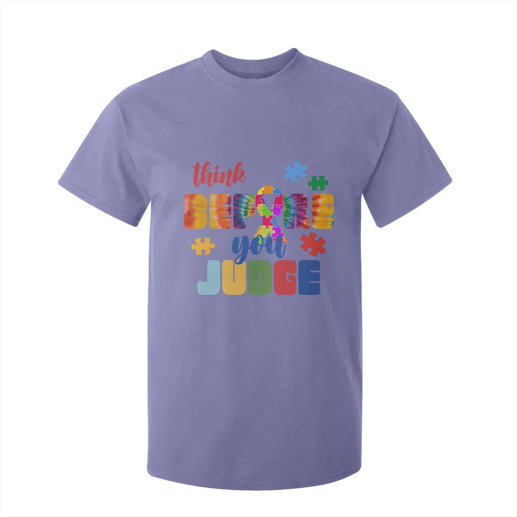 Autism Awareness T Shirt For Kid Think Before You Judge Autistic Support TS02 Violet Print Your Wear
