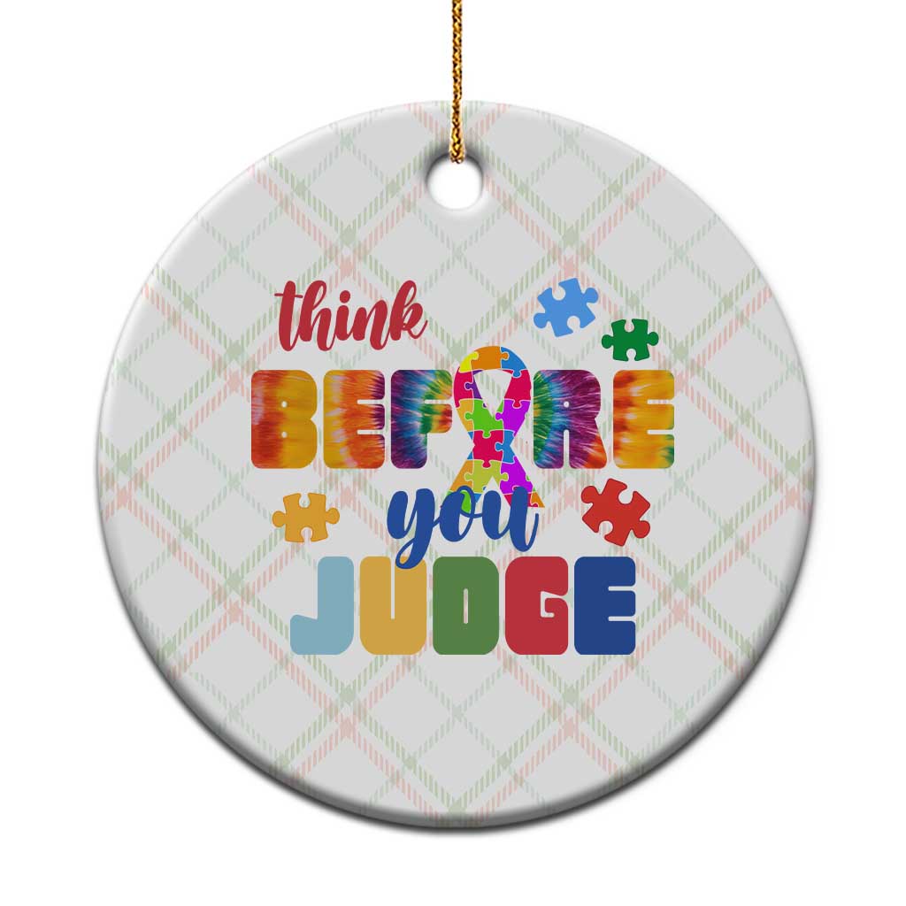 Autism Awareness Ceramic Ornament Think Before You Judge Autistic Support TS02 1pc Christmas Plaid Print Your Wear