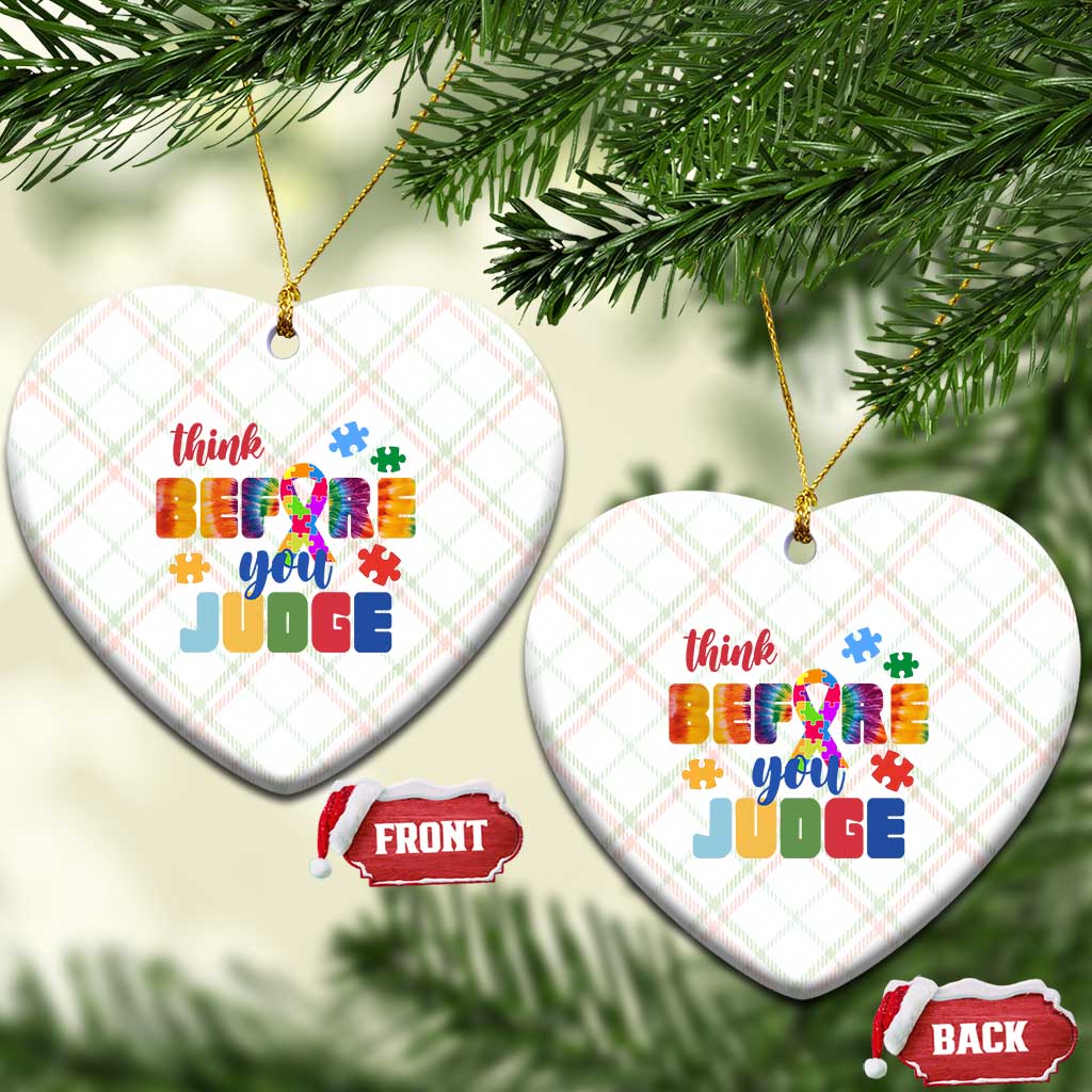 Autism Awareness Ceramic Ornament Think Before You Judge Autistic Support TS02 Print Your Wear