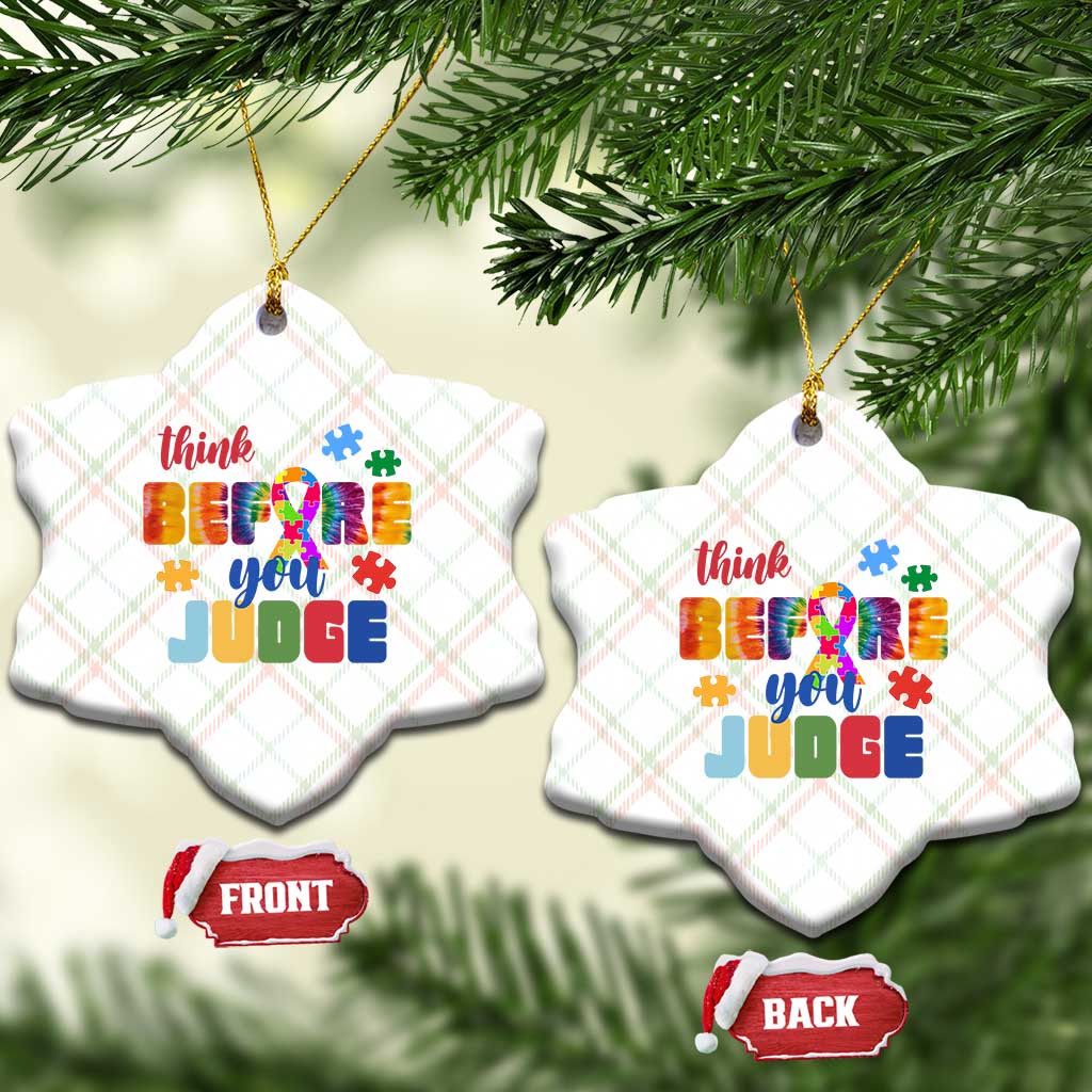 Autism Awareness Ceramic Ornament Think Before You Judge Autistic Support TS02 Print Your Wear