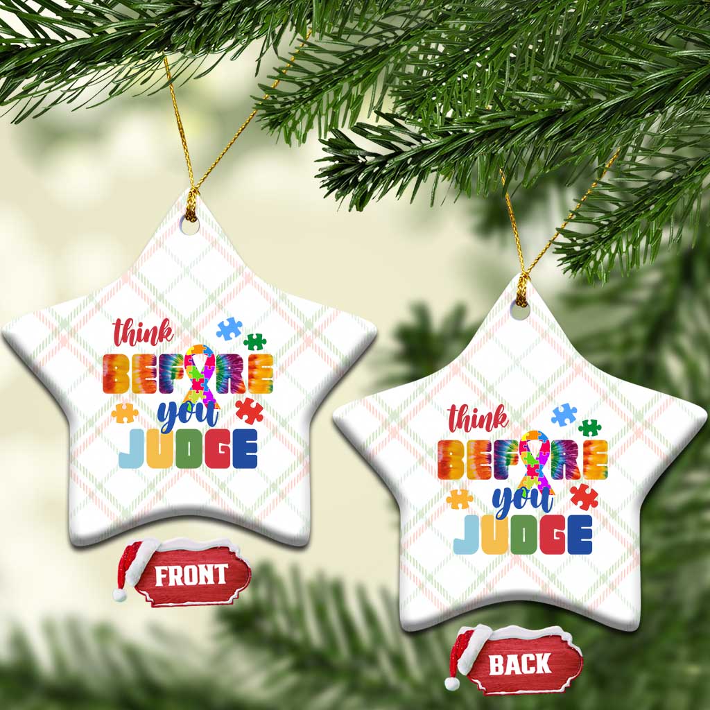 Autism Awareness Ceramic Ornament Think Before You Judge Autistic Support TS02 Print Your Wear
