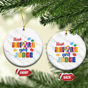 Autism Awareness Ceramic Ornament Think Before You Judge Autistic Support TS02 1pc White Marble Print Your Wear