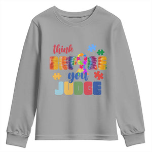 Autism Awareness Youth Sweatshirt Think Before You Judge Autistic Support TS02 Sport Gray Print Your Wear