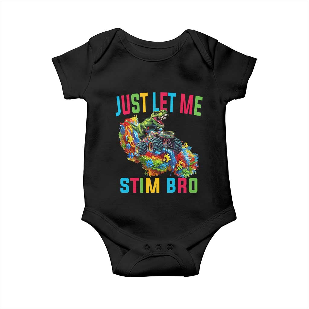 Autistic Dino Rex Driving Monster Truck Baby Onesie Autism Is My Superpower TS02 Black Print Your Wear