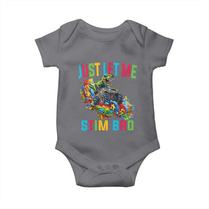 Autistic Dino Rex Driving Monster Truck Baby Onesie Autism Is My Superpower TS02 Charcoal Print Your Wear