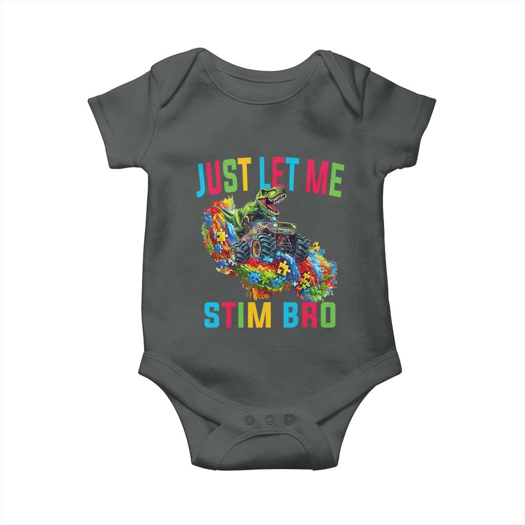 Autistic Dino Rex Driving Monster Truck Baby Onesie Autism Is My Superpower TS02 Dark Heather Print Your Wear