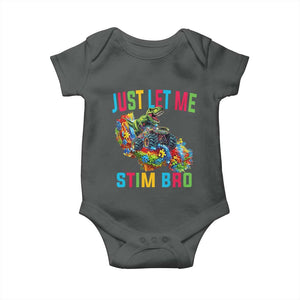 Autistic Dino Rex Driving Monster Truck Baby Onesie Autism Is My Superpower TS02 Dark Heather Print Your Wear