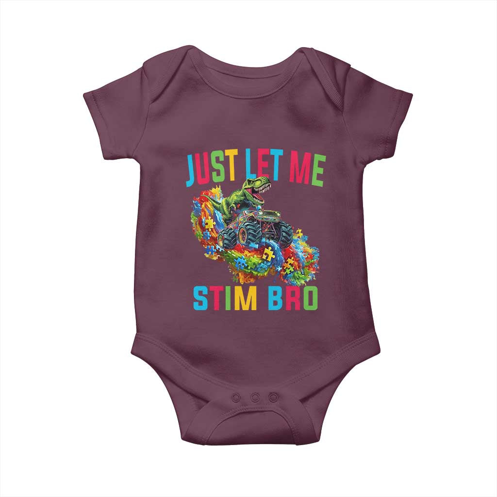 Autistic Dino Rex Driving Monster Truck Baby Onesie Autism Is My Superpower TS02 Maroon Print Your Wear