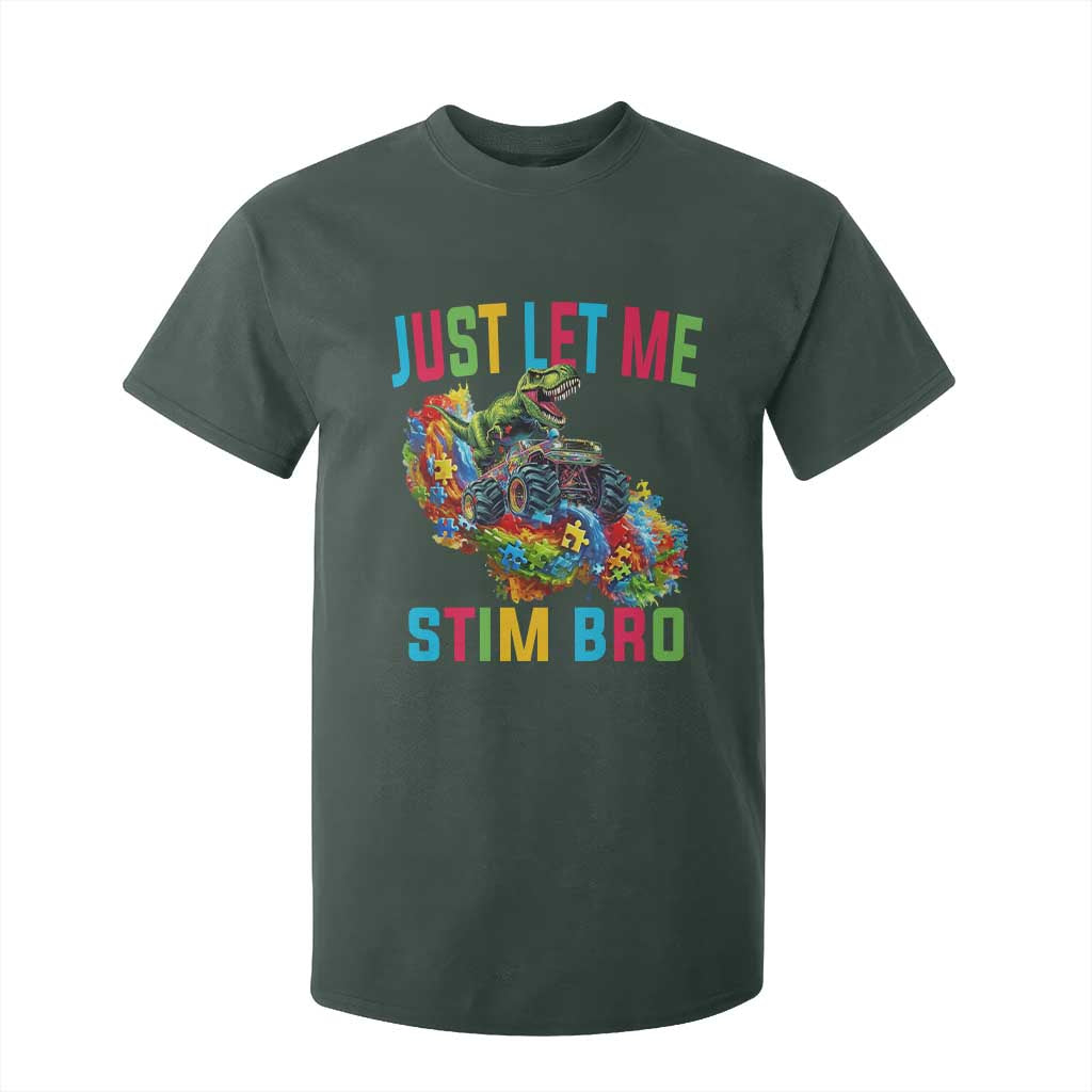 Autistic Dino Rex Driving Monster Truck T Shirt For Kid Autism Is My Superpower TS02 Dark Forest Green Print Your Wear