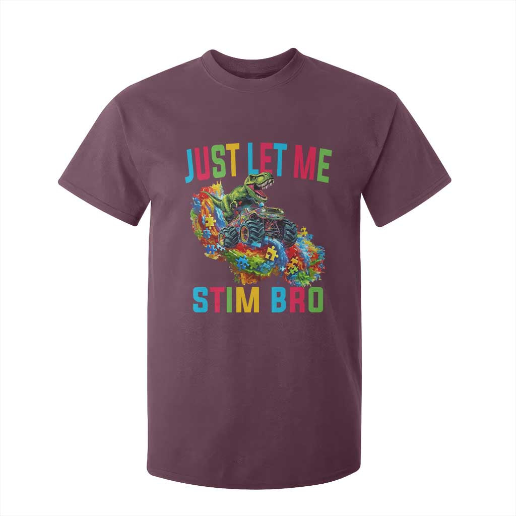 Autistic Dino Rex Driving Monster Truck T Shirt For Kid Autism Is My Superpower TS02 Maroon Print Your Wear