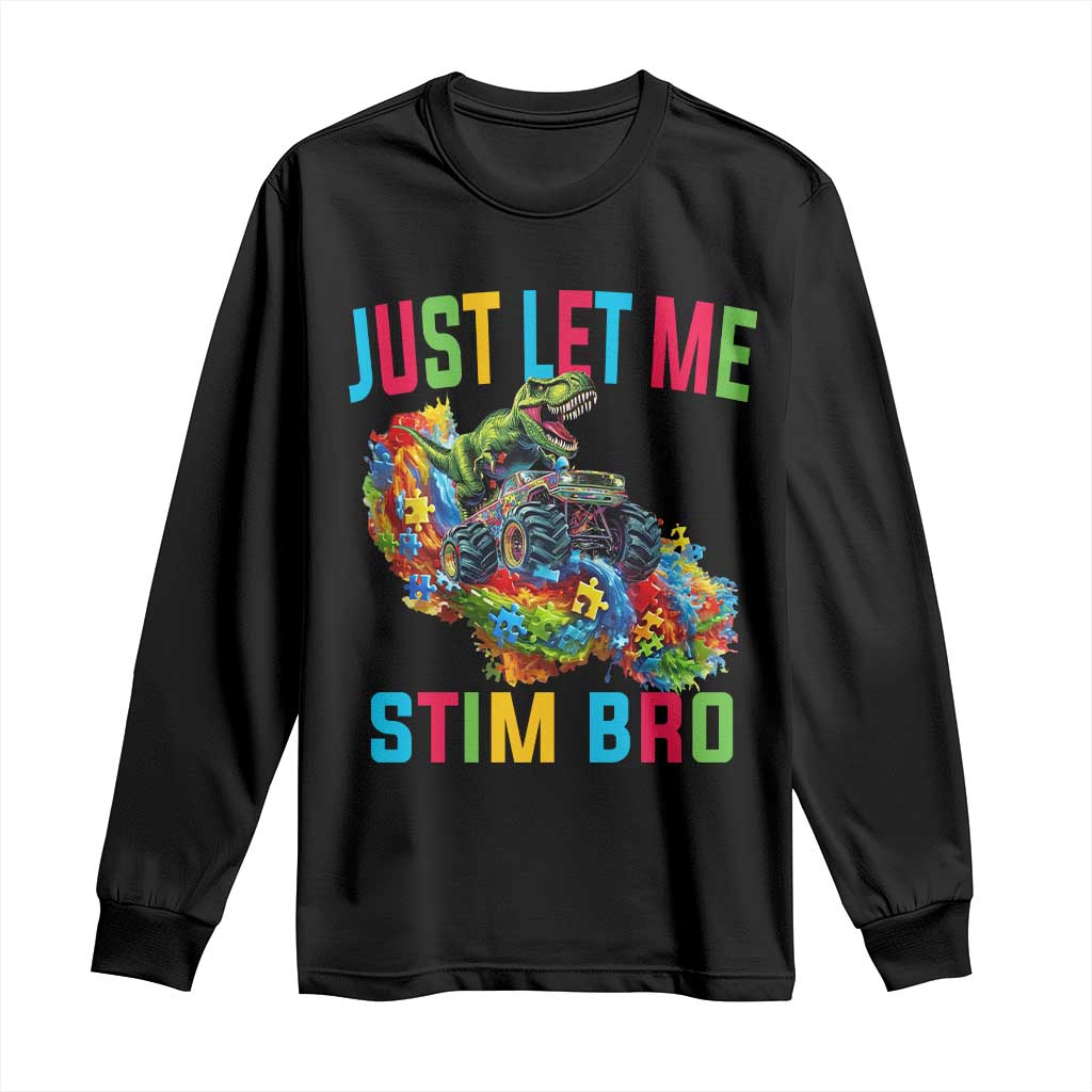 Autistic Dino Rex Driving Monster Truck Long Sleeve Shirt Autism Is My Superpower TS02 Black Print Your Wear